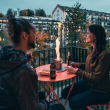 höfats SPIN 120 Tischfeuer silber Bioethanol Windlicht Outdoor Indoor