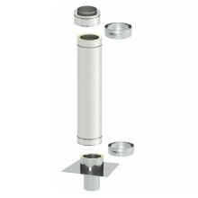 Schornstein-Verlängerung Eckig WUNSCH-MAß Reinigungsverschluss Doppelwandig 200 Einschub: 195 x 195 Freier Auslass Höhe 940 mm mit Reinigung