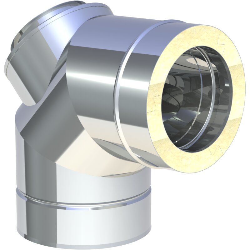 Bogenelement Winkel 87° mit Revisionsöffnung für Festbrennstoffe DW 80-250mm Premium