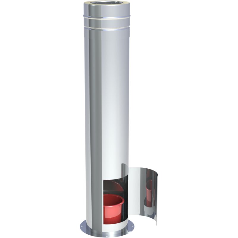 Teleskopstütze mit Teleskopkopf Ablauf unten und Tür für Kondensatauffangbehälter 610mm-1190mm DW80-250mm Wandstärke 0,5 mm