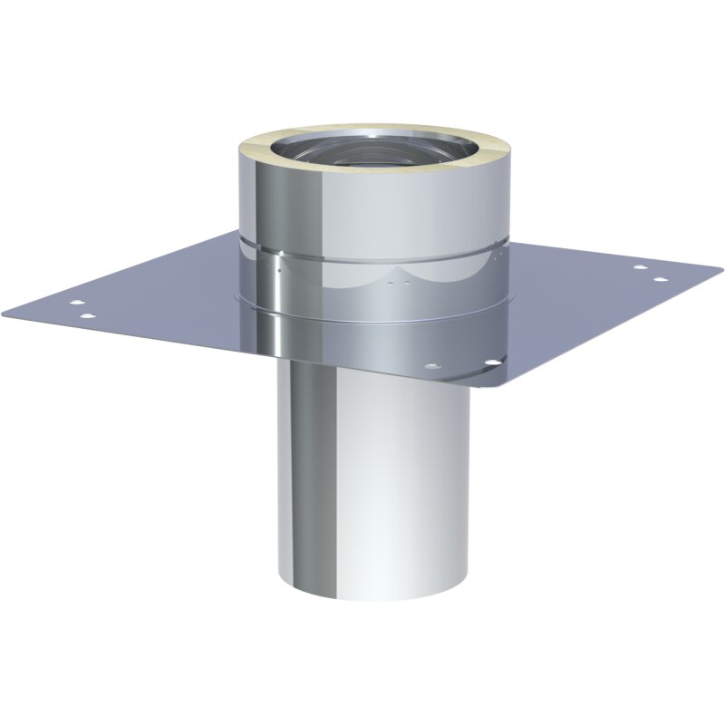 Grundplatte für Kaminerhöhung mit rundem Einschub 220mm 1500mm DW 130-250mm Wandstärke 0,5 mm
