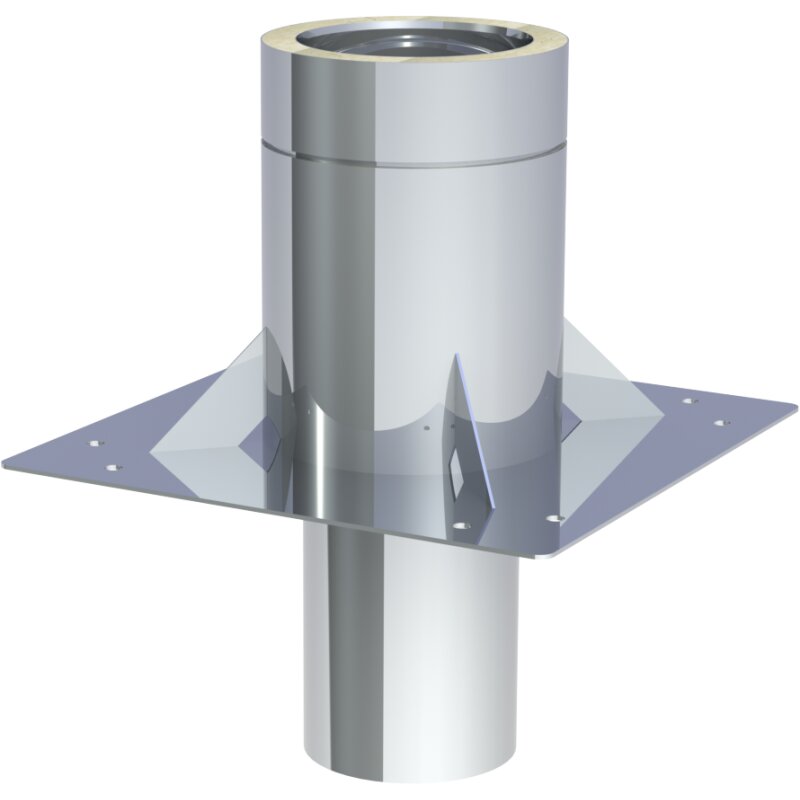 Grundplatte für Kaminerhöhung mit rundem Einschub 220mm maximale Aufbauhöhe 2000mm DW 130-250mm Wandstärke 0,5 mm